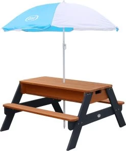 AXI Nick Zand & Water Picknicktafel In Antraciet/Bruin - Parasol Blauw/Wit - Picknick Tafel Voor Kinderen Van Hout -Philips Hue Winkel 1000x1200 1