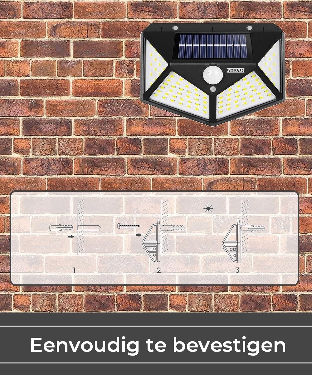 Buitenlamp Met Bewegingssensor Op Zonne Energie - Buitenverlichting Met Dag Nacht Sensor - Solar Wandlamp Buiten - 2 Stuks Van Zedar 4 Buitenlamp Met Bewegingssensor Op Zonne Energie - Buitenverlichting Met Dag Nacht Sensor - Solar Wandlamp Buiten - 2 Stuks Van Zedar - Afbeelding 2