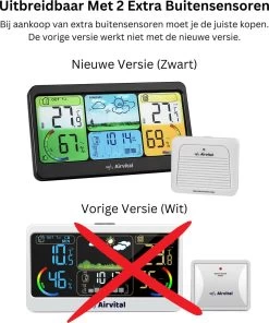 Airvital Weerstation Voor Binnen En Buiten - Draadloos - Oplaadbare Buitensensor Met 60m Bereik - Weersvoorspelling - Binnen En Buitentemperatuur - Barometer -Philips Hue Winkel 1001x1200 1