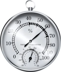 Thermometer / Hygrometer (zilverkleurig) - Weerstation - Hygrometer - Thermometer