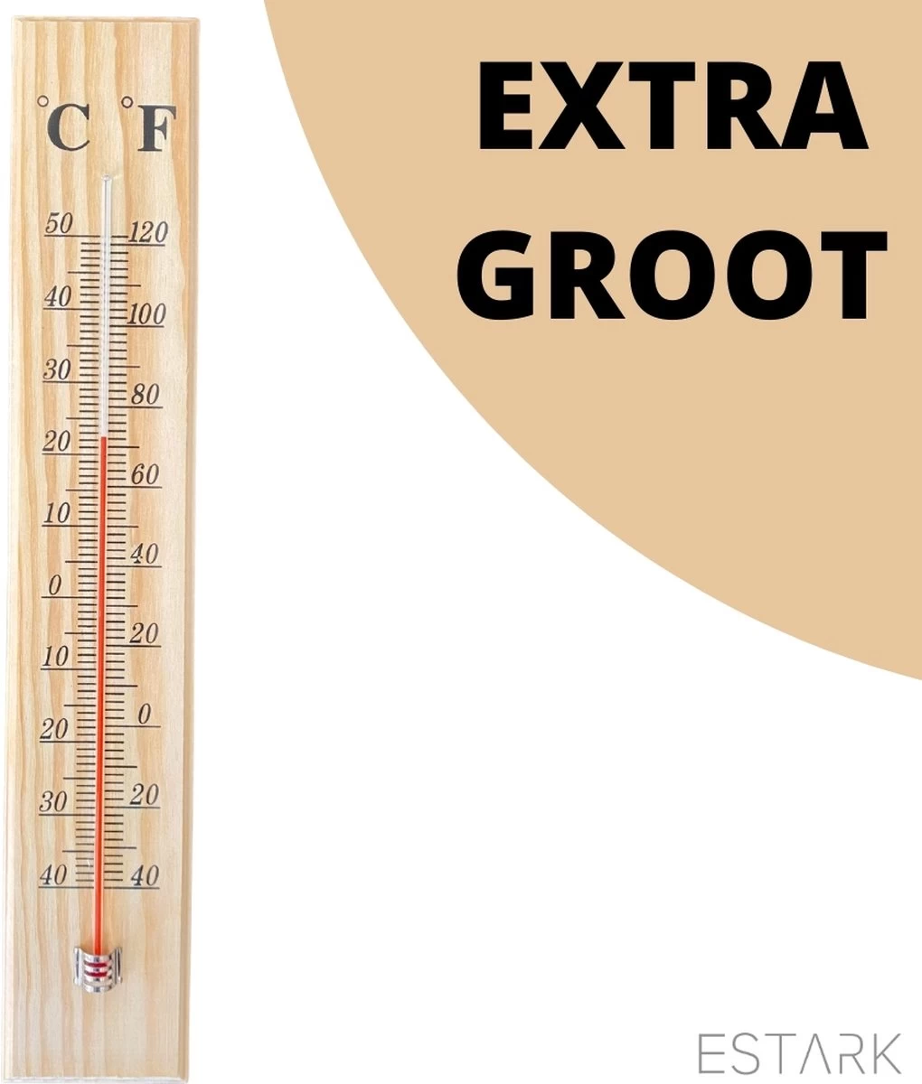 ESTARK® Buitenthermometer EXTRA GROOT - 40 X 7 CM - Binnenthermometer - Metalen Binnen Buiten Thermometer - Thermometer Voor Aan Muur Gevel - Kwik - Draadloos - Min/Max - Muurthermometer - Kozijnthermometer - Temperatuurmeter - Thermometer Hout (H40) 3 ESTARK® Buitenthermometer EXTRA GROOT - 40 X 7 CM - Binnenthermometer - Metalen Binnen Buiten Thermometer - Thermometer Voor Aan Muur Gevel - Kwik - Draadloos - Min/Max - Muurthermometer - Kozijnthermometer - Temperatuurmeter - Thermometer Hout (H40)