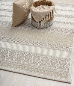 The Carpet Calgary Vloerkleed Voor Buiten En Buiten Buitenkleed Tuintapijt Buitentapijt Beige 160 Cm Rond