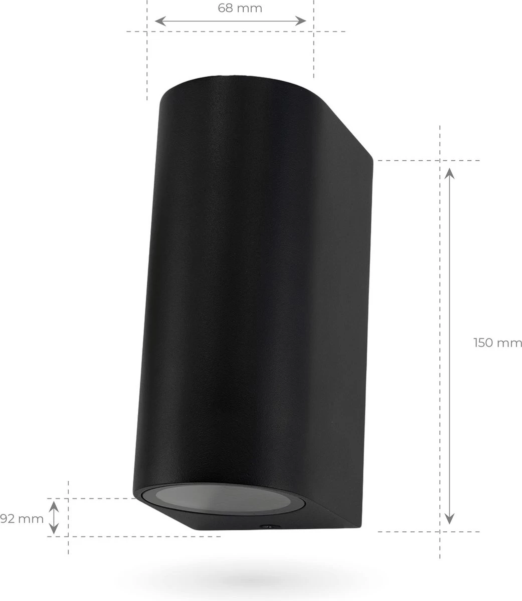 Ledvion Douglas - Wandlamp Buiten - Zwart - Up Down Light - 2x GU10 Fitting - IP54 10 Ledvion Douglas - Wandlamp Buiten - Zwart - Up Down Light - 2x GU10 Fitting - IP54 - Afbeelding 8