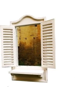 Wandspiegel Louvre Tuinspiegel Vensterbank Wit Spiegel Met Luiken 68CM