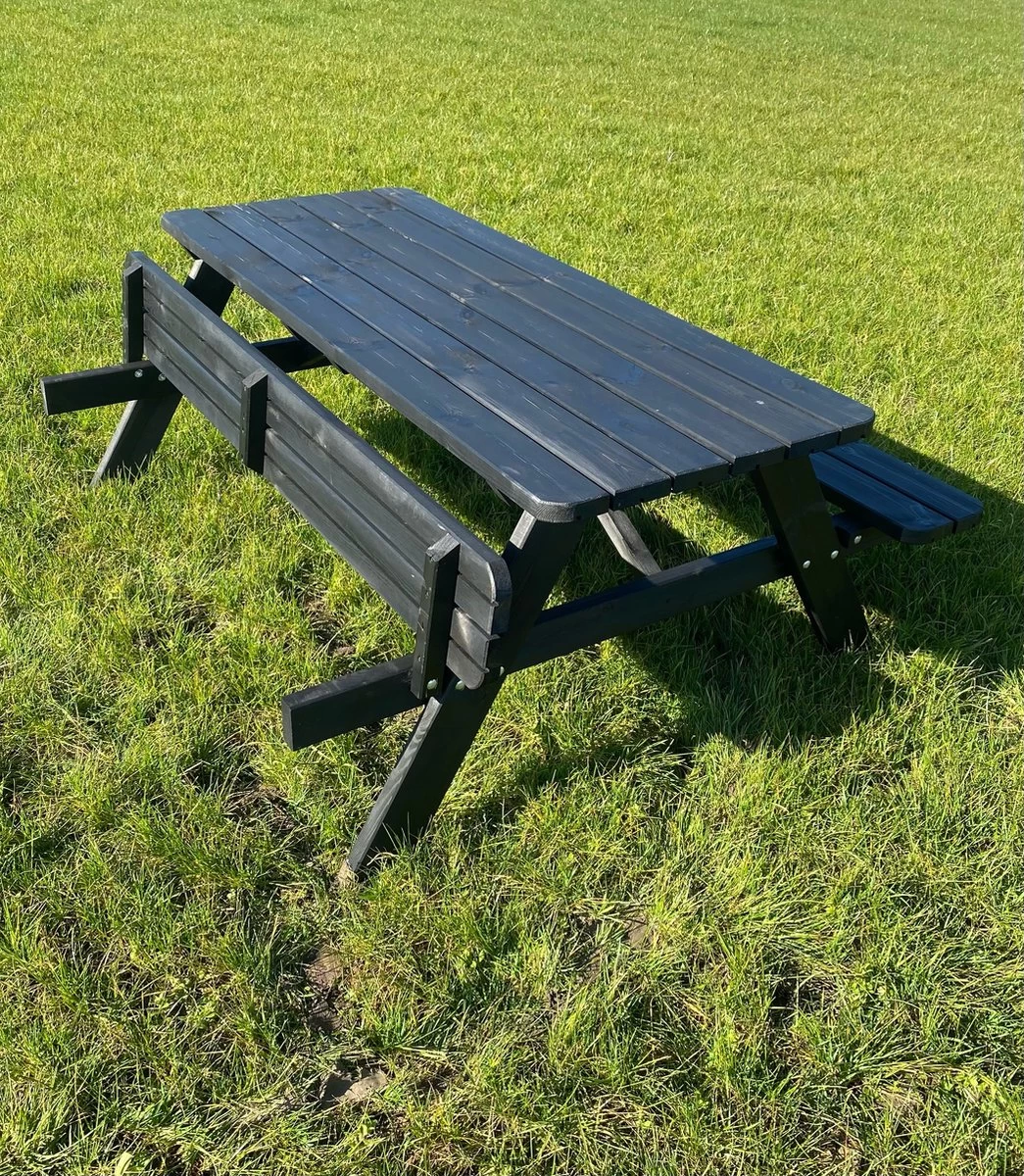 Goedkopepicknicktafels.nl | Zwarte XL Picknicktafel | Tuintafel 6 Persoons | Zwart Gespoten Gedroogd Grenen Hout! 5 Goedkopepicknicktafels.nl | Zwarte XL Picknicktafel | Tuintafel 6 Persoons | Zwart Gespoten Gedroogd Grenen Hout! - Afbeelding 3
