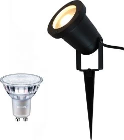Tuinspot Marseille + LED Spot GU10 Lybardo | 4.6 Watt | 2700K Warm Wit | IP65 | Mat Zwart -Philips Hue Winkel 1061x1200 1