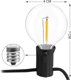 Merkloos Lichtsnoer Op Zonne-energie - Warm Wit - Tuinverlichting - Lichtslinger - 10M - Waterdicht - E27 Fitting - Warm Wit - Incl. 20 LED Lampen - Voor Binnen En Buiten - Solar Tuinverlichting -Philips Hue Winkel 1071x1200 3