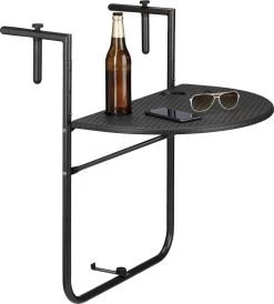 Relaxdays Balkontafel Inklapbaar, Balkon Tafel Rotan, Hangtafel Reling - Zwart -Philips Hue Winkel 1080x1200 1