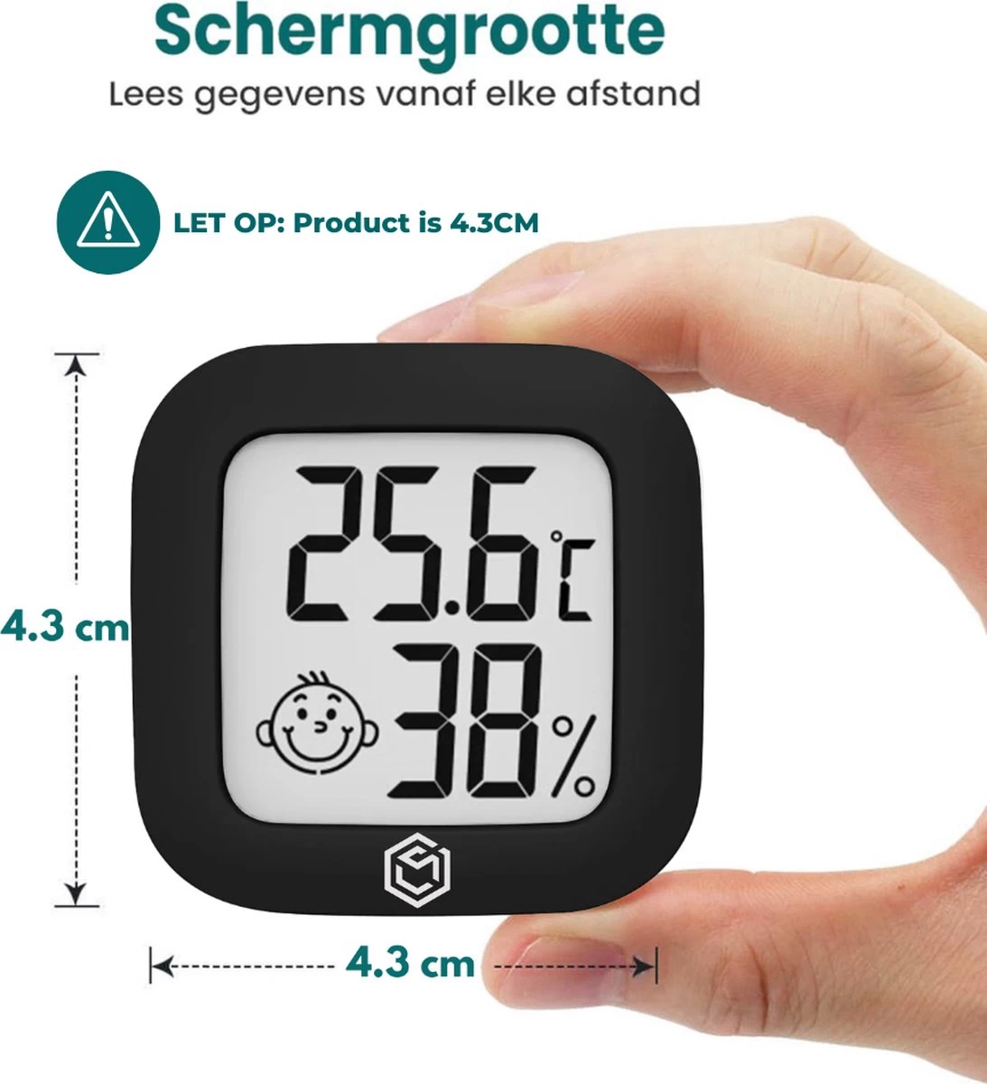 Ease Electronicz Hygrometer - Weerstation - Luchtvochtigheidsmeter - Thermometer Voor Binnen - Incl. Batterij En Plakstrip 4 Ease Electronicz Hygrometer - Weerstation - Luchtvochtigheidsmeter - Thermometer Voor Binnen - Incl. Batterij En Plakstrip - Afbeelding 2