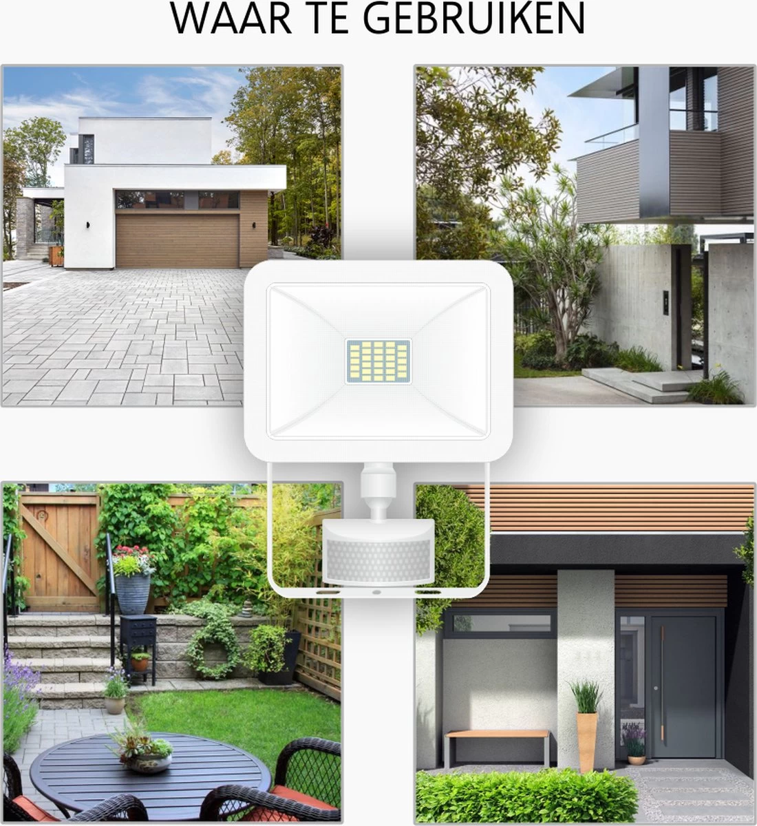 ELRO LF60 Design LED Buitenlamp Met Bewegingssensor - 10W – 800LM – IP54 Waterdicht - Wit 10 ELRO LF60 Design LED Buitenlamp Met Bewegingssensor - 10W – 800LM – IP54 Waterdicht - Wit - Afbeelding 8