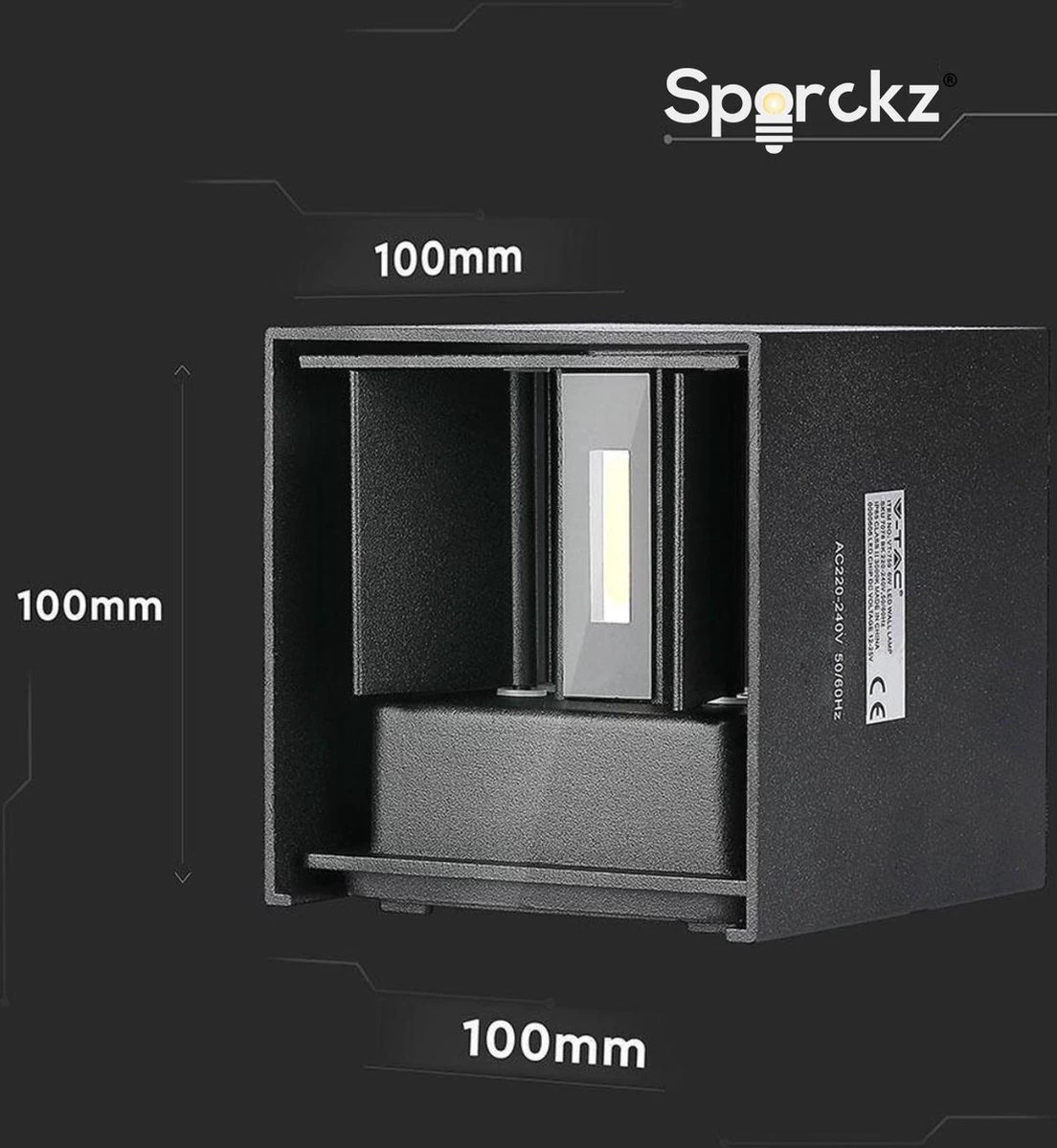 Sparckz Kubus Wandlamp - Led Voor Binnen & Buiten - Industrieel - Zwart 11 Sparckz Kubus Wandlamp - Led Voor Binnen & Buiten - Industrieel - Zwart - Afbeelding 9