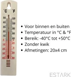 ESTARK® Thermometer - Buitenthermometer - Binnenthermometer - Metalen Binnen Buiten Thermometer - Wit - Thermometer Voor Aan Muur Gevel - Kwik - Draadloos - Min/Max - Muurthermometer - Kozijnthermometer - Temperatuurmeter - Thermometer Wit -Philips Hue Winkel 1104x1200 3