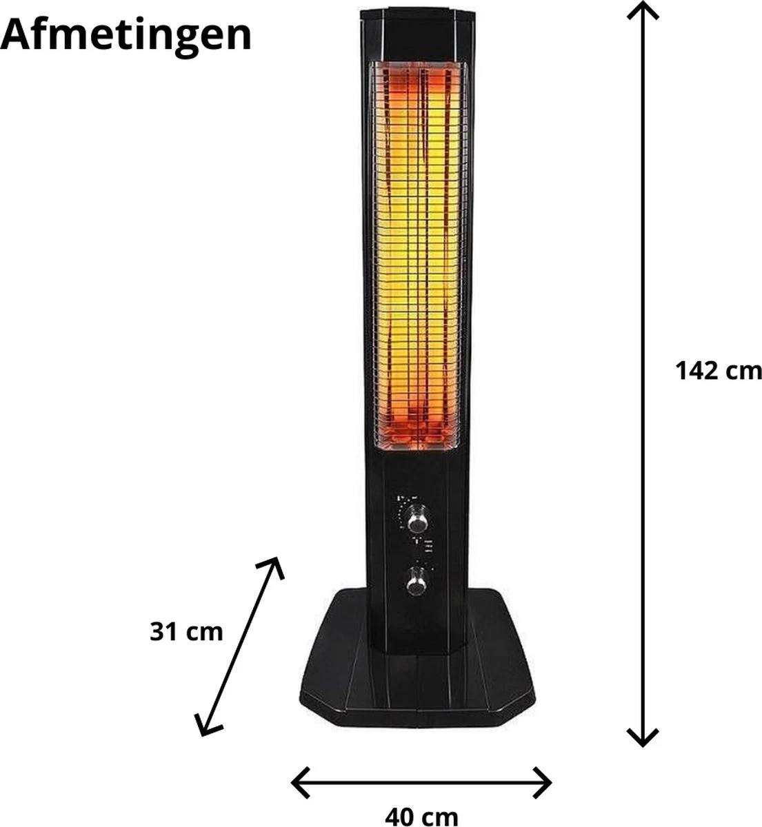 Crown Professional Heater – Elektrische Kachel – Terrasverwarmer – Heaters Elektrisch – 2300 Watt – Met Indicatielamp – Met Thermostaat – Binnen En Buiten Gebruik – 2 Jaar Garantie 7 Crown Professional Heater – Elektrische Kachel – Terrasverwarmer – Heaters Elektrisch – 2300 Watt – Met Indicatielamp – Met Thermostaat – Binnen En Buiten Gebruik – 2 Jaar Garantie - Afbeelding 5