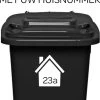 Klikosticker - Met Uw Huisnummer - Wit - Weerbestendig - Container Kliko Stickers -14,5 X 15,5 Cm - Cijfersticker - Vuilnisbaksticker