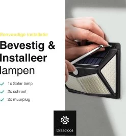 Vivid Green Solar Buitenlamp Met Bewegingssensor 208 LED - Wandlamp Op Zonne Energie - Tuinverlichting - Waterdicht - Met Sensor - Lamp - Zwart -Philips Hue Winkel 1112x1200 5