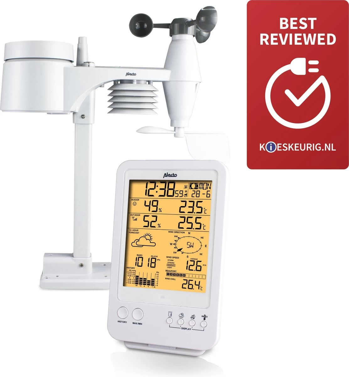Alecto WS-4800 - Professioneel Weerstation Met Draadloze Buitensensor - 6-in-1 4 Alecto WS-4800 - Professioneel Weerstation Met Draadloze Buitensensor - 6-in-1 - Afbeelding 2