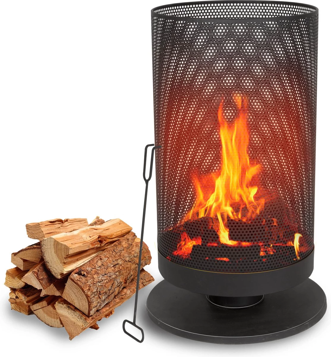 BBQ Collection Vuurkorf Op Voet - 72,5 Hoog - Ø 44,5 Cm - Inclusief Pook - Staal - Zwart 3 BBQ Collection Vuurkorf Op Voet - 72,5 Hoog - Ø 44,5 Cm - Inclusief Pook - Staal - Zwart