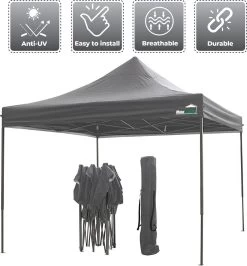 MaxxGarden Easy-up Partytent - 3x3m - Standaard - Waterdicht - Opvouwbaar - Inclusief Draagtas - Antraciet -Philips Hue Winkel 1115x1200 3
