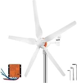 Merkloos Windmolen Generator - 500W - Nylon Vezelbladen - Start Bij Lage Windsnelheid - Windturbine - Windmolen