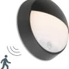 QAZQA Hortus - Moderne LED Buitenlamp Met Bewegingsmelder | Bewegingssensor | Sensor Voor Buiten - 1 Lichts - D 80 Mm - Zwart - Buitenverlichting -Philips Hue Winkel 1122x1200 1