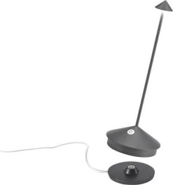 Zafferano - Pina - Donker Grijs - H29cm - Ledlamp - Bureaulamp – Tafellamp – Snoerloos – Verplaatsbaar – Duurzaam - Voor Binnen En Buiten – LED - Dimbaar - 2700K – IP54 Spat Waterdicht - USB Oplaadbaar