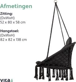 Vita5 Macramé Hangstoel - Voor Binnen En Buiten - Zonder Standaard - Incl. Kussen, Boekenvak En Beschermhoes - Tot 150kg - Zwart -Philips Hue Winkel 1124x1200 3