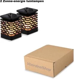 VoordeelShop Solar Tafellamp Set Van 2 Stuks - 13.8cm - Zwart - Solar Tuinverlichting - Led Buitenverlichting Op Zonne Energie Met Sensor - Tuin Fakkel - Voor Binnen En Buiten - Vlam Effect -Philips Hue Winkel 1127x1200 4