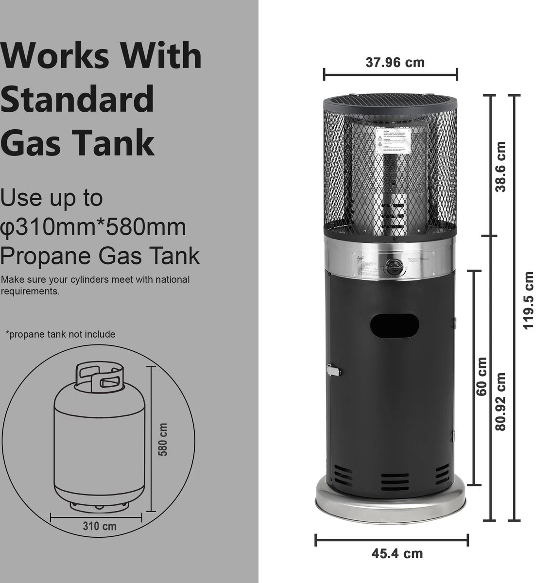 Balioutdoors Lounge Terrasverwarmer 7.3kW -Staande Heater - Gas - Incl. Gasdrukregelaarset 50 Mbar & Slang 50 Cm - Model SRPH92 9 Balioutdoors Lounge Terrasverwarmer 7.3kW -Staande Heater - Gas - Incl. Gasdrukregelaarset 50 Mbar & Slang 50 Cm - Model SRPH92 - Afbeelding 7