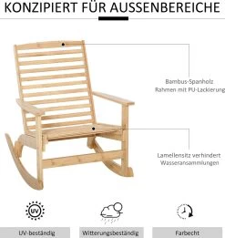 Outsunny Tuin Schommelstoel, Relaxstoel, Tuinstoel, Bamboe Multiplex Naturel 84A-171 -Philips Hue Winkel 1134x1200