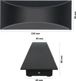 HOFTRONIC Lowa - LED Wandlamp Rechthoek - Up And Down Light (2 Lichts) - 6 Watt 3000K Warm Wit Licht - Modern Design - IP54 Waterdicht - Geschikt Als Binnen En Buiten Wandlamp - 3 Jaar Garantie -Philips Hue Winkel 1135x1200