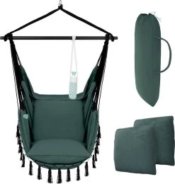 Vita5 XXL Hangstoel | Binnen&Buiten Hangnest | Incl. 2 Kussens En Boekenvak | Volwassenen&Kinderen | Hangmatstoel Tot 225kg | Donkergroen -Philips Hue Winkel 1142x1200 2