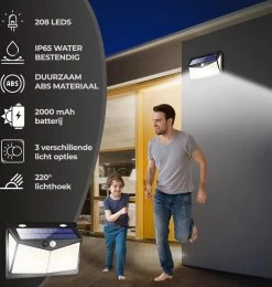 Living Nine® Solar Buitenlamp Met Bewegingssensor - Wandlamp Op Zonne Energie - 208 LED - Waterdicht - Tuinverlichting - Met Sensor - Voor Buiten - Zwart -Philips Hue Winkel 1142x1200 4