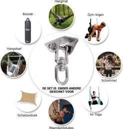 Ophangsysteem - Plafondhaak RVS - Ophanghaak TRX - Hangstoel Buiten - Hangstoel Binnen – Schommelstoel - Schommel - Bokszakken - RVS - 300kg -Philips Hue Winkel 1146x1200 1