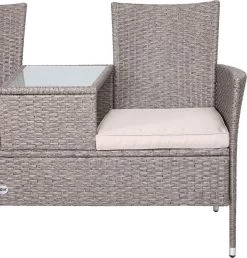 Casaria Tuinbank Polyrattan - 2-Zits Incl.Tafel - Weerbestendig Beige -Philips Hue Winkel 1147x1200 2
