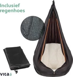Vita5 Macramé Hangstoel - Voor Binnen En Buiten - Zonder Standaard - Incl. Kussen, Boekenvak En Beschermhoes - Tot 150kg - Bruin/Beige 21 Vita5 Macramé Hangstoel - Voor Binnen En Buiten - Zonder Standaard - Incl. Kussen, Boekenvak En Beschermhoes - Tot 150kg - Bruin/Beige -Philips Hue Winkel 1147x1200