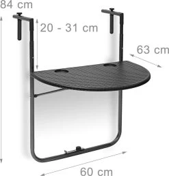 Relaxdays Balkontafel Inklapbaar, Balkon Tafel Rotan, Hangtafel Reling - Zwart -Philips Hue Winkel 1149x1200 4