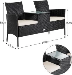 Casaria Polyrattan Tuinbank - Incl. Kussen - 143x55x88 Cm Zwart 14 Casaria Polyrattan Tuinbank - Incl. Kussen - 143x55x88 Cm Zwart -Philips Hue Winkel 1150x1200 1