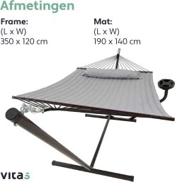 Vita5 Hangmat Met Standaard En Spreidstok – 2 Persoons – Incl. Bekerhouder - Afneembaar Kussen – Uv-bestendig – Lichtgrijs -Philips Hue Winkel 1153x1200 2