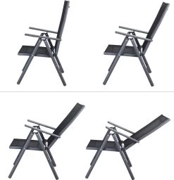 Tuinset 4 + 1 Klapstoelen Tuintafel – Aluminium 80x80cm - Grijs -Philips Hue Winkel 1156x1200