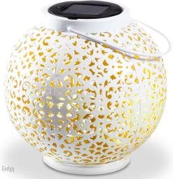 Gadgy Solar Lantaarn Rond Wit - Solar Tuinverlichting Op Zonneenergie - Led Buitenverlichting Met Dag/nacht Sensor - Tuinlantaarn - Hanglamp - Tafellamp Metaal - 20 X Ø17.5 Cm -Philips Hue Winkel 1156x1200 3