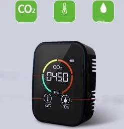 AirStats Thermometer | 5-in-1 Thermometer | CO2 Meter | Voor Binnen En Buiten | Multifunctioneel | Zwart