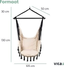 Vita5 XXL Hangstoel | Binnen&Buiten Hangnest | Incl. 2 Kussens En Boekenvak | Volwassenen&Kinderen | Hangmatstoel Tot 225kg | Beige 19 Vita5 XXL Hangstoel | Binnen&Buiten Hangnest | Incl. 2 Kussens En Boekenvak | Volwassenen&Kinderen | Hangmatstoel Tot 225kg | Beige -Philips Hue Winkel 1159x1200 1