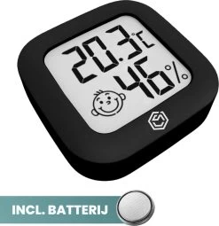 Ease Electronicz Hygrometer - Weerstation - Luchtvochtigheidsmeter - Thermometer Voor Binnen - Incl. Batterij En Plakstrip