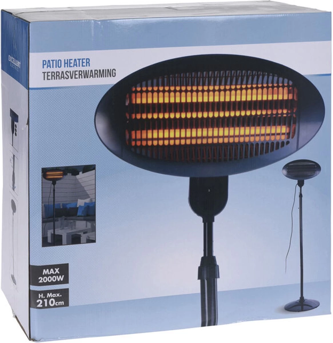 Merkloos Exellent Electrics Terrasverwarmer - Staand - 3 Warmte Standen - Tot 2000 Watt 5 Merkloos Exellent Electrics Terrasverwarmer - Staand - 3 Warmte Standen - Tot 2000 Watt - Afbeelding 3