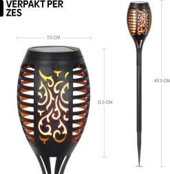 Homèlle Solar Tuinfakkels - 6 Stuks - 49,5cm - Tuinverlichting Op Zonne-energie - Kerstverlichting Buiten - Solar Tuinverlichting - Tuinlantaarns - Padverlichting - LED - Buitenverlichting -Philips Hue Winkel 1165x1200 7