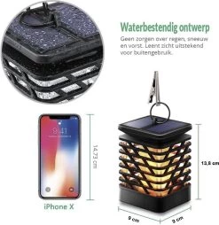 VoordeelShop Solar Tafellamp Set Van 2 Stuks - 13.8cm - Zwart - Solar Tuinverlichting - Led Buitenverlichting Op Zonne Energie Met Sensor - Tuin Fakkel - Voor Binnen En Buiten - Vlam Effect -Philips Hue Winkel 1165x1200 8