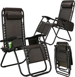 Springos Tuinstoel | Ligstoel | Opvouwbaar | Verstelbaar | Ergonomische Hoofdsteun | Bruin / Zwart -Philips Hue Winkel 1166x1200