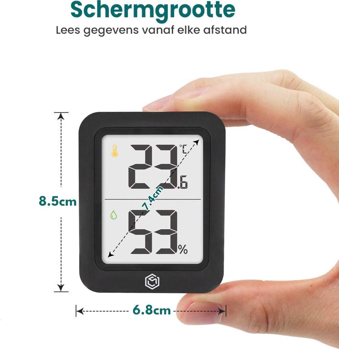 Ease Electronicz Hygrometer Min/Max - Luchtvochtigheidsmeter - Digitaal Weerstation - Vochtigheidsmeter - Thermometer Voor Binnen 4 Ease Electronicz Hygrometer Min/Max - Luchtvochtigheidsmeter - Digitaal Weerstation - Vochtigheidsmeter - Thermometer Voor Binnen - Afbeelding 2