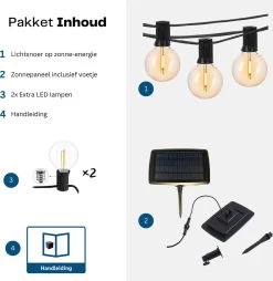 Merkloos Lichtsnoer Op Zonne-energie - Warm Wit - Tuinverlichting - Lichtslinger - 10M - Waterdicht - E27 Fitting - Warm Wit - Incl. 20 LED Lampen - Voor Binnen En Buiten - Solar Tuinverlichting -Philips Hue Winkel 1167x1200 2