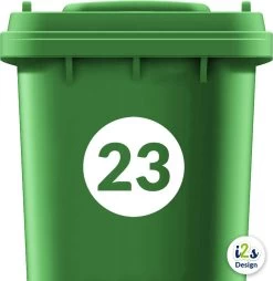 Kliko Sticker Rond Met Nummer - Container Sticker - Cijfer Sticker - Huisnummer - Wit - 10cm X 10cm